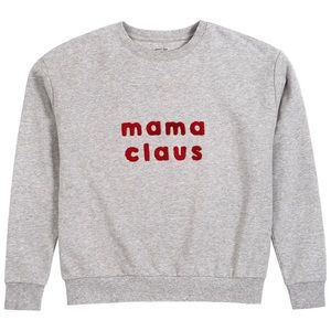 NWT Petit Lem Mama Claus on Heather Grey Fleece Sweatshirt (S)